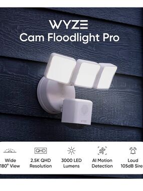 Wyze Cam Floodlight Pro – White Outdoor Security Light with Camera